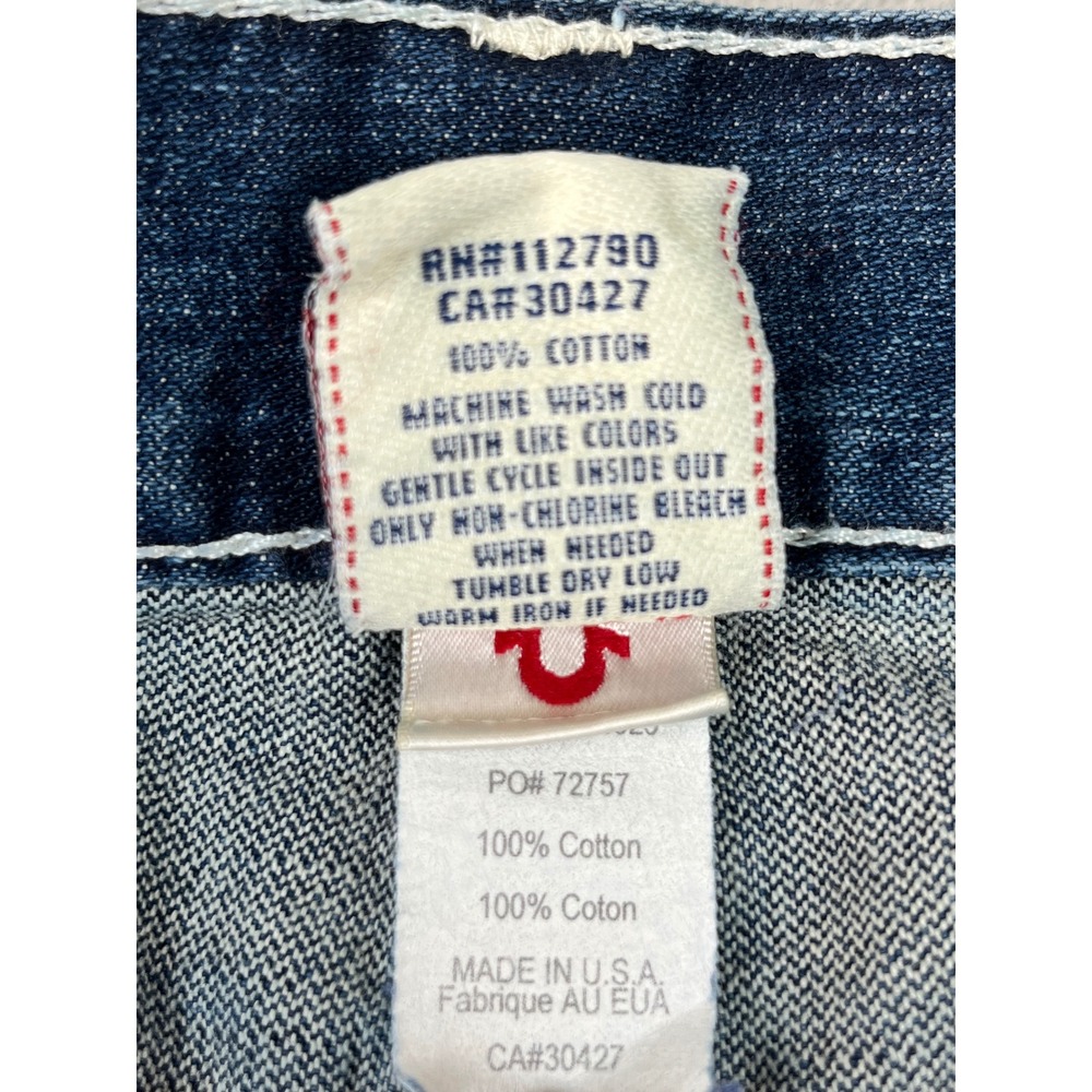 True Religion Ricky Big T Jeans Mens 33 Blue Excellent Straight Leg Big Stitch - Picture 7 of 13